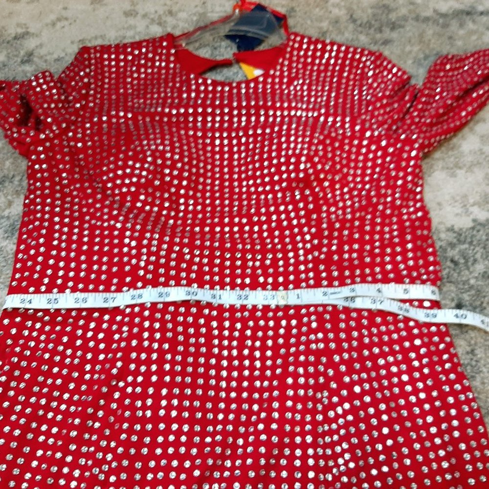 Full length solid Red with Rhinestones Gown - Picture 12 of 16